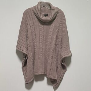 Maison Pholya Taupe Italian Wool Alpaca Blend Boho Oversized poncho sweater